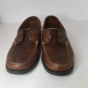 L.L. Bean Brown Leather Men's Size 11D Loafers Boat Shoe RN 71341 233933